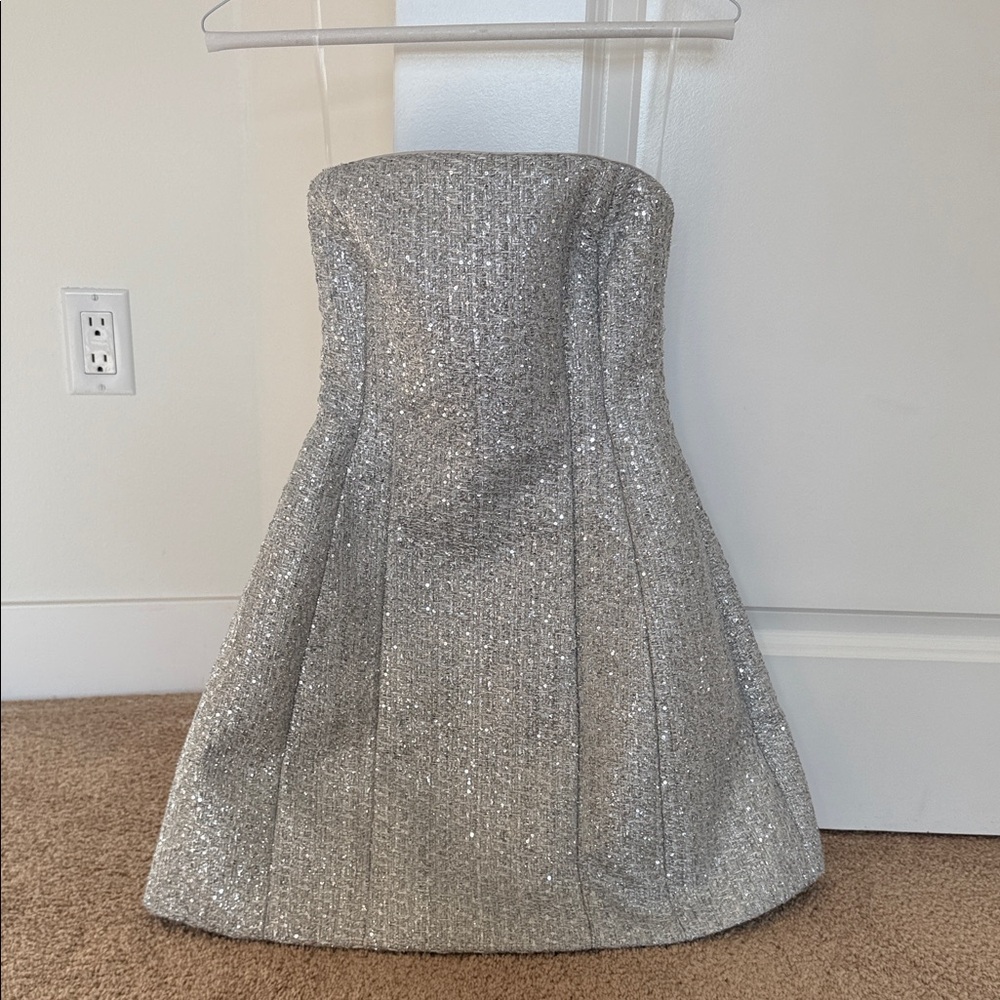 Meshki Silver Strapless Dress
